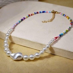 Bohemia spring summer necklace woman retro beads Pearl ethnic style beads clav..