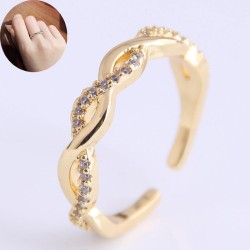 Korean fashion copper simple zirconium personality open ring