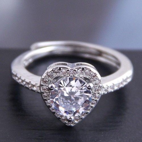 fine  Korean style fashion sweetOL brief embed Zirconium love personality temperament woman ring