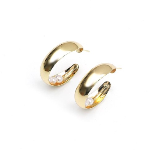 occidental style fashion exaggerating brief wind Pearl Alloy earrings retro temperament samll high e