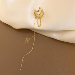 Korea brief tassel diamond Pearl long style exaggerating earrings fashion temp..