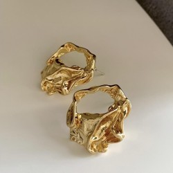 silver new Korea wind Irregular hollow ear stud personality fashion earrings e..