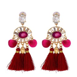 occidental style exaggerating personality tassel earrings color retro earrings..