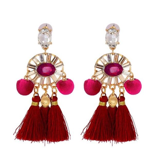 occidental style exaggerating personality tassel earrings color retro earrings Bohemia earring Earring woman