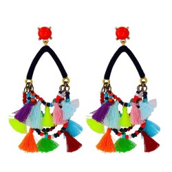 occidental style exaggerating personality tassel earrings color retro earrings..