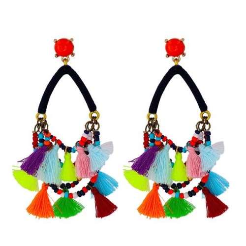 occidental style exaggerating personality tassel earrings color retro earrings Bohemia earring Earring woman
