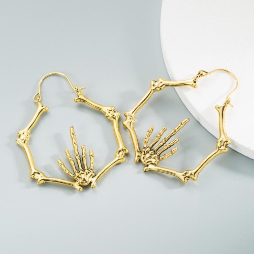 occidental style retro exaggerating geometry Metal earrings woman personality creative punk wind head earring Ear