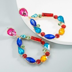 occidental style fashion personality drop color Rhinestone Alloy earrings woma..