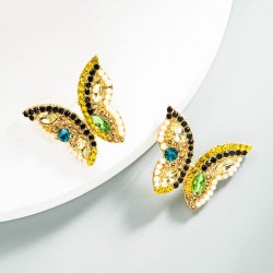 silver Korean style super three-dimensional butterfly embed color Rhinestone e..