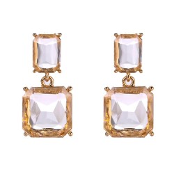 silverins wind geometry square crystal earrings  Koreains temperament transpar..