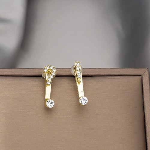 silver new asymmetry diamond ear stud  personality samll earrings