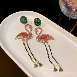 silver occidental style diamond earrings long style tassel exaggerating atmosp..