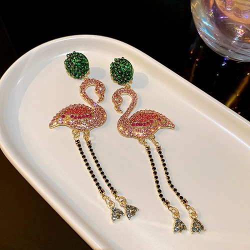 silver occidental style diamond earrings long style tassel exaggerating atmospheric earring animal 