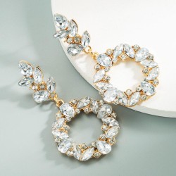 occidental style fashion  Metal bright Round gorgeous gem exaggerating ear stu..