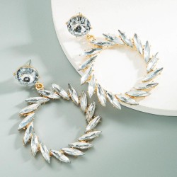 earring occidental style fashion Metal bright Round branches and leaves exagge..