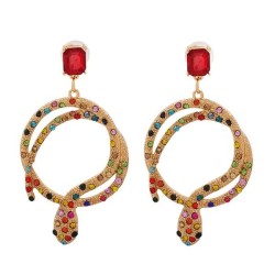 occidental style ear stud personality embed fully-jewelled long snake ear stud..