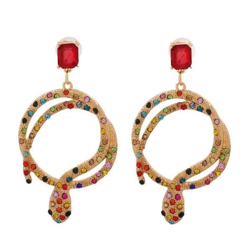 occidental style ear stud personality embed fully-jewelled long snake ear stud trend lady ear stud