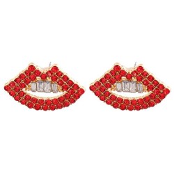 occidental style color lips rhinestone Alloy earrings fashion glass diamond ea..