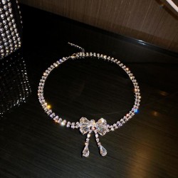 occidental style fashion exaggerating personality diamond bow necklace earring..