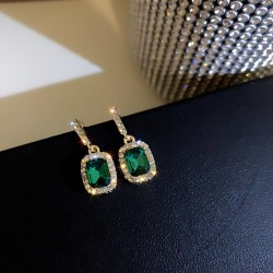 silver Korea brief personality gem earrings geometry diamond earring temperame..