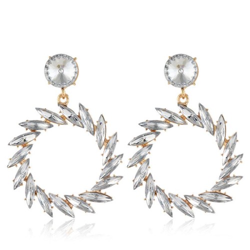 occidental style fashion  Metal bright Round branches and leaves accessories exaggerating ear stud