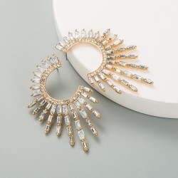 personality half sun flower Alloy diamond Rhinestone fully-jewelled earrings w..