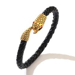  occidental style fashion Cowhide bracelet  man twining snake head