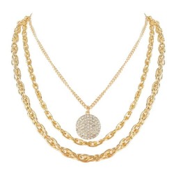 occidental style ecklace  brief Alloy diamond pendant multilayer necklace woma..