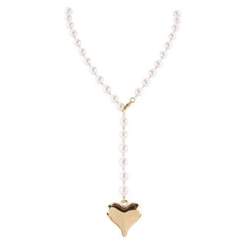 occidental style temperament imitate Pearl necklace woman  retro brief Peach heart pendant chain