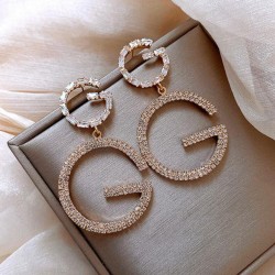 silver earrings occidental style fully-jewelled Word earring exaggerating pers..