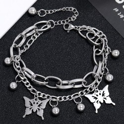 Korea fashion concise stainless steel concise butterfly personality Double lay..