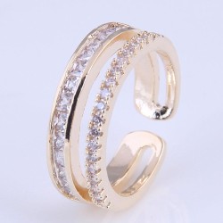 Korean style fashion brief bronze embed Zirconium personality opening ring