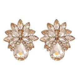  occidental style  fresh flowers bag fully-jewelled temperament woman fashion ear stud