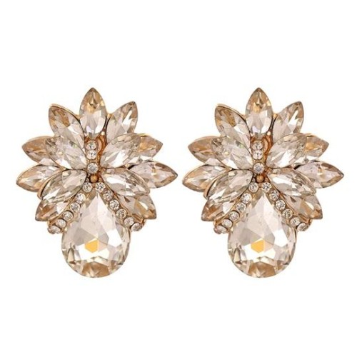  occidental style  fresh flowers bag fully-jewelled temperament woman fashion ear stud