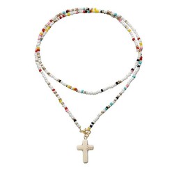 occidental style handmade color samll beads necklace woman Double layer Shells..