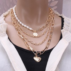 occidental style necklace retro temperament personality chain Pearl chain natu..