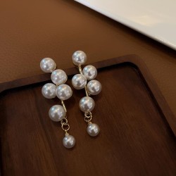 silver Pearl earrings Korea big fashion personality brief earring temperament ..