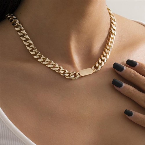 occidental style  head geometry  brief personality Metal buckle head chain necklace