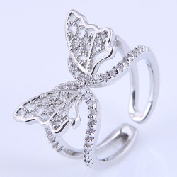 Korean style fashion bronze embed Zirconium concise butterfly personality open..