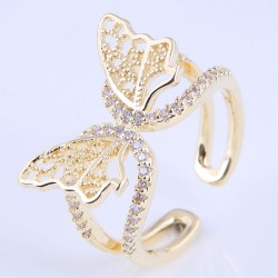 Korean style fashion bronze embed Zirconium concise butterfly personality open..