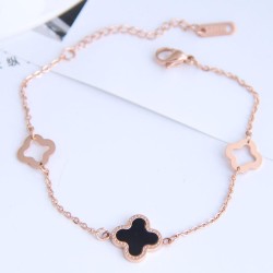 fine Korean style fashion sweetOL concise four leaf titanium steel personality..