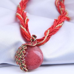pure handmade  Bohemian style  retro peacock gem temperament lady beads  neckl..