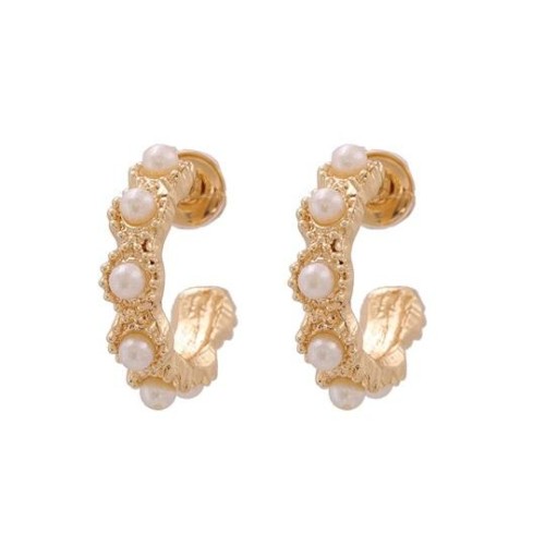 occidental style Earring gold brief Alloy Pearl ear stud fashion all-Purpose woman