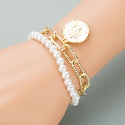 occidental style ins chain bracelet  brief fashion Pearl multilayer woman