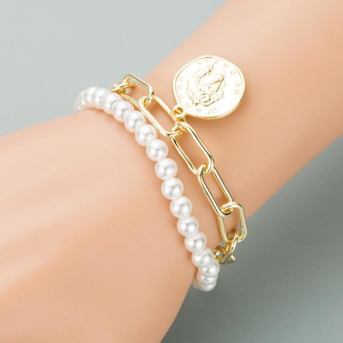 occidental style ins chain bracelet  brief fashion Pearl multilayer woman