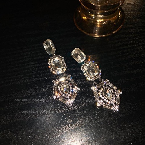 silver occidental style fashion exaggerating fully-jewelled earrings wind diamond long sty