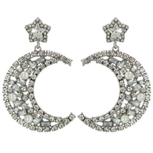  occidental style earrings  zircon star fully-jewelled color Moon Earring