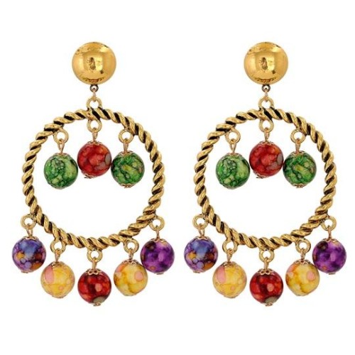  occidental style earrings  beads pendant ethnic style long style tassel personality ear stud