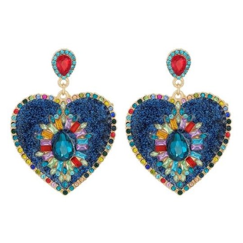 occidental style  lady retro palace heart-shaped diamond earrings creative temperament ear stud