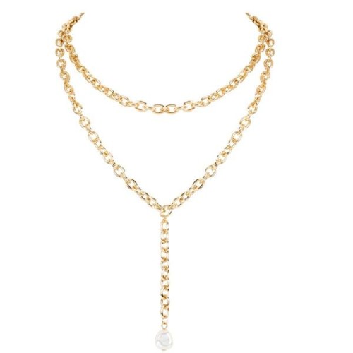 occidental style fashion chain necklace  brief Pearl pendant women trend necklace